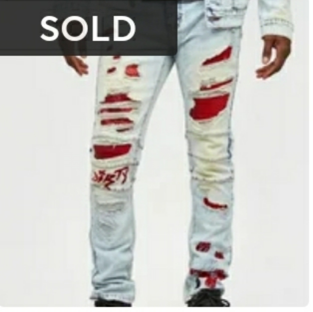 🚫SOLD🚫Dirty South Denim Red distress Jean's 32w